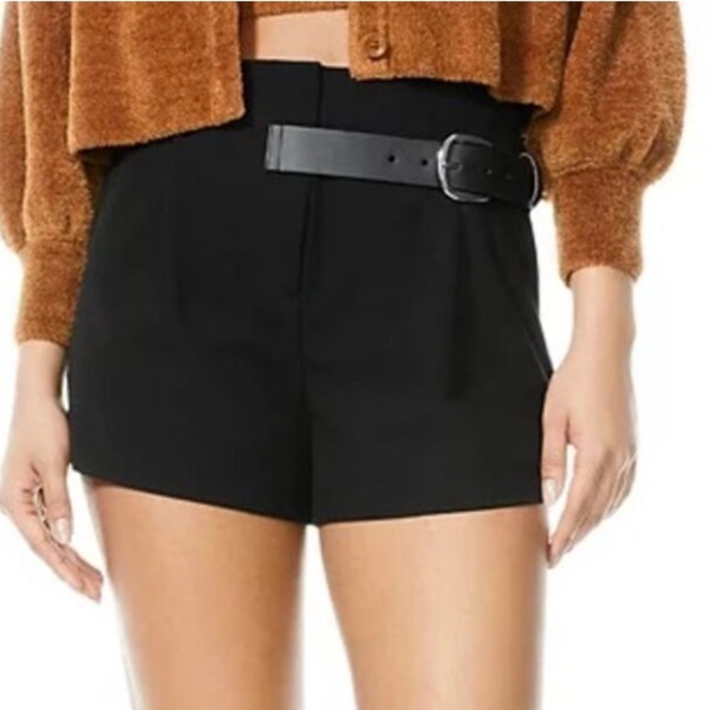 Alice + Olivia Adelina Pleated Belted High Waisted Shorts